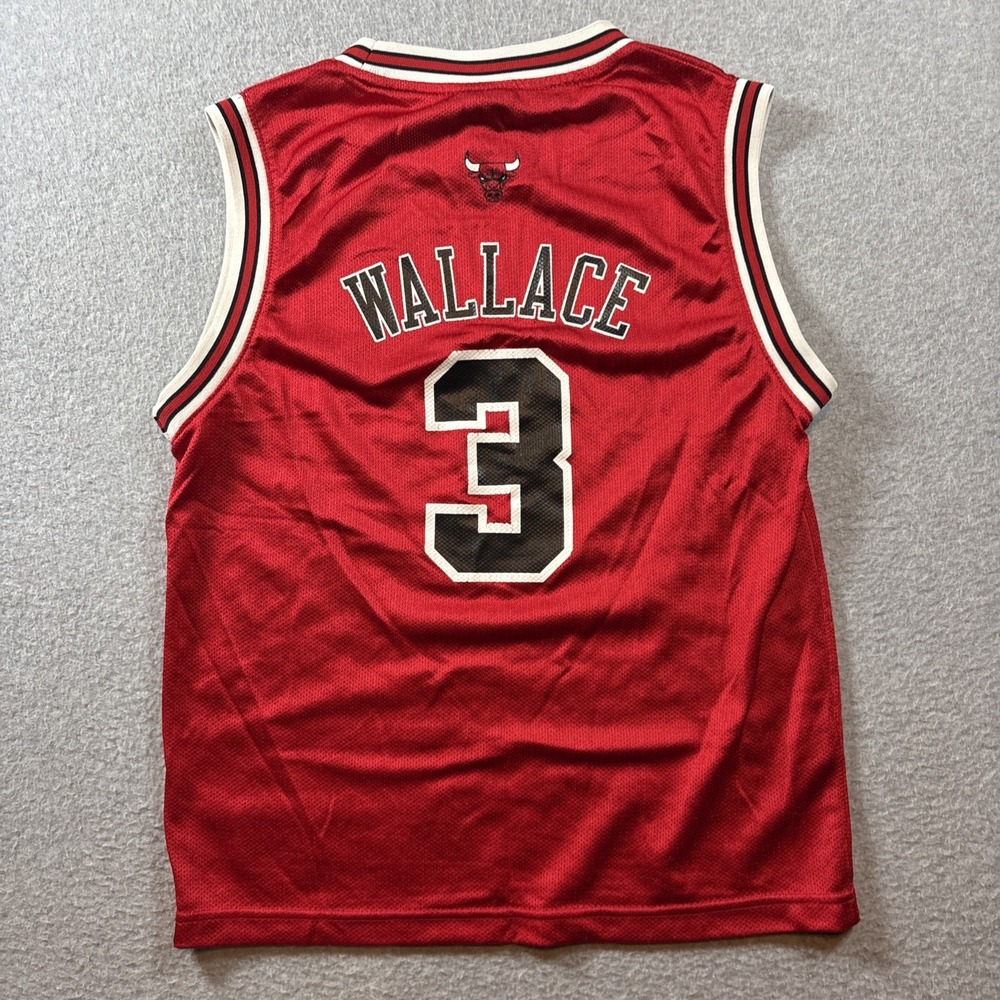Ben Wallace Adidas Youth Sz M Red Chicago Bulls Y2K Jersey #3 NBA Very Good Cond